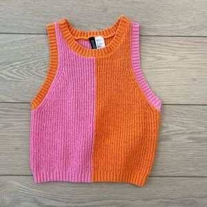 H&M colorblock cropped tank top size small pink and orange